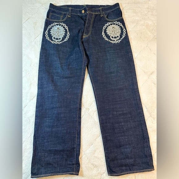 RMC rangy mountain company jeans men’s 42 SyncBlue design Tokyo Japan red monkey - Picture 1 of 14